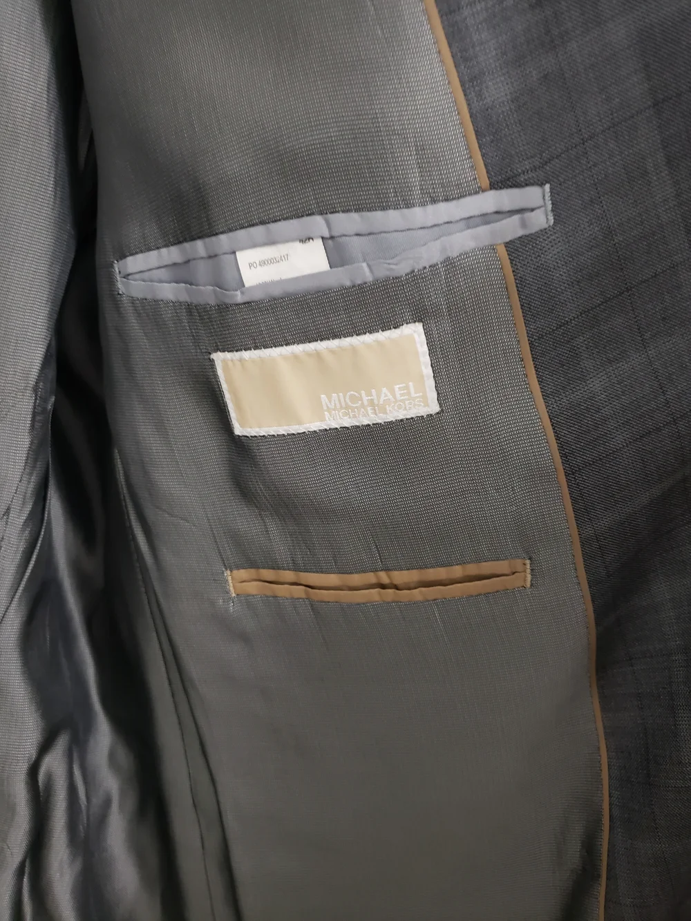 Michael Kors Men's Charcoal Grey Plaid 100% Wool Suit Jacket Blazer